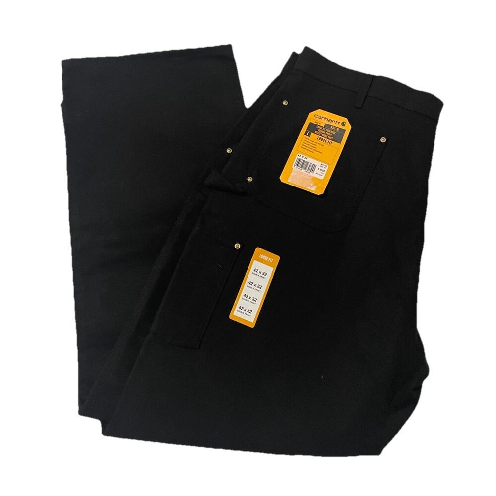 Carhartt Pants Mens 42X32 Black B01 Duck Double Knee Utility Loose Fit NEW TAGS